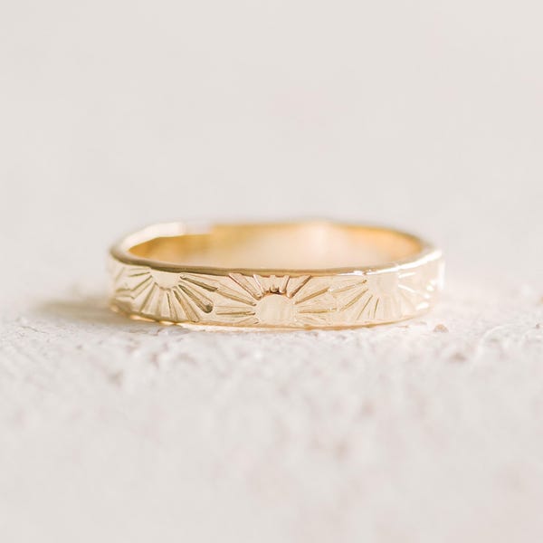 Sunshine-ring 14K gold filled, Sun-trouwring, cadeau voor haar
