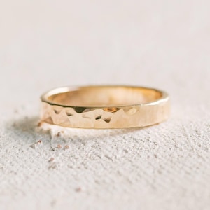 Thick Hammer Texture Gold Ring 3mm 14K Gold Filled R1304