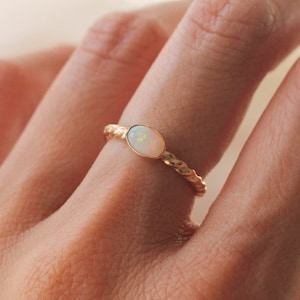 Oval Opal with Twist Ring, Twist Ring, Opal Ring, Gold Filled Ring, R1382
