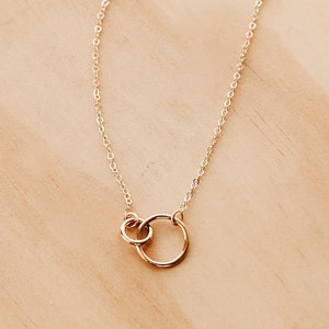Double Circle, Interlock Circles Pendant Necklace, Love Necklace, Gold Filled - N1184