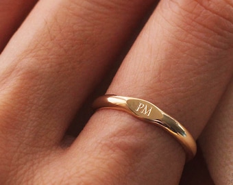 Initial Signet Couple Ring Engraving 12K Gold Filled R1340