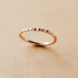 Hammered Line Etches 2mm Flat Ring 14K Gold Filled R1195