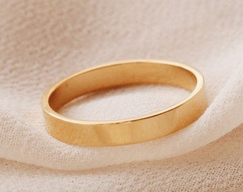 Stainless Steel Gold Plated 3mm Flat Round Cigar Ring