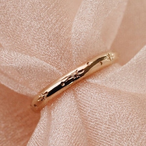 Celestial Star Stamp Ring Minimalist 12K Gold Filled Dainty Band R1283
