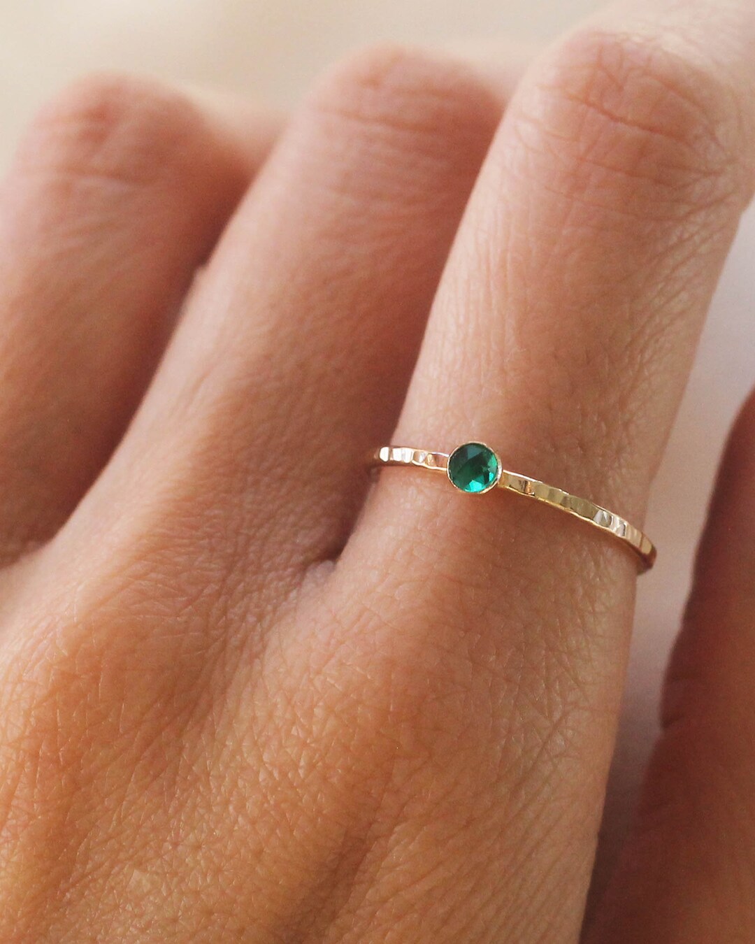 Rose Cut Lab Emerald Bezel Ring, Stone Ring, 12K Gold Filled, R1395 - Etsy