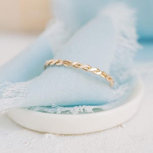 Twist Braid Thin Dainty Band, Minimalist Ring Dainty Band R1097