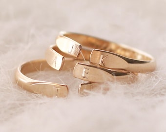 Anello con iniziali per coppie, anello con data personalizzato, regalo di anniversario, anelli coordinati