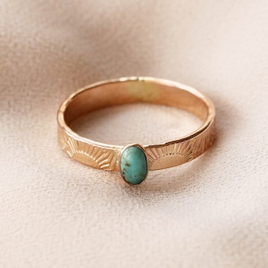 Sun Band Oval Turquoise Stone Gold Filled Sterling Silver Ring R1376 image 3