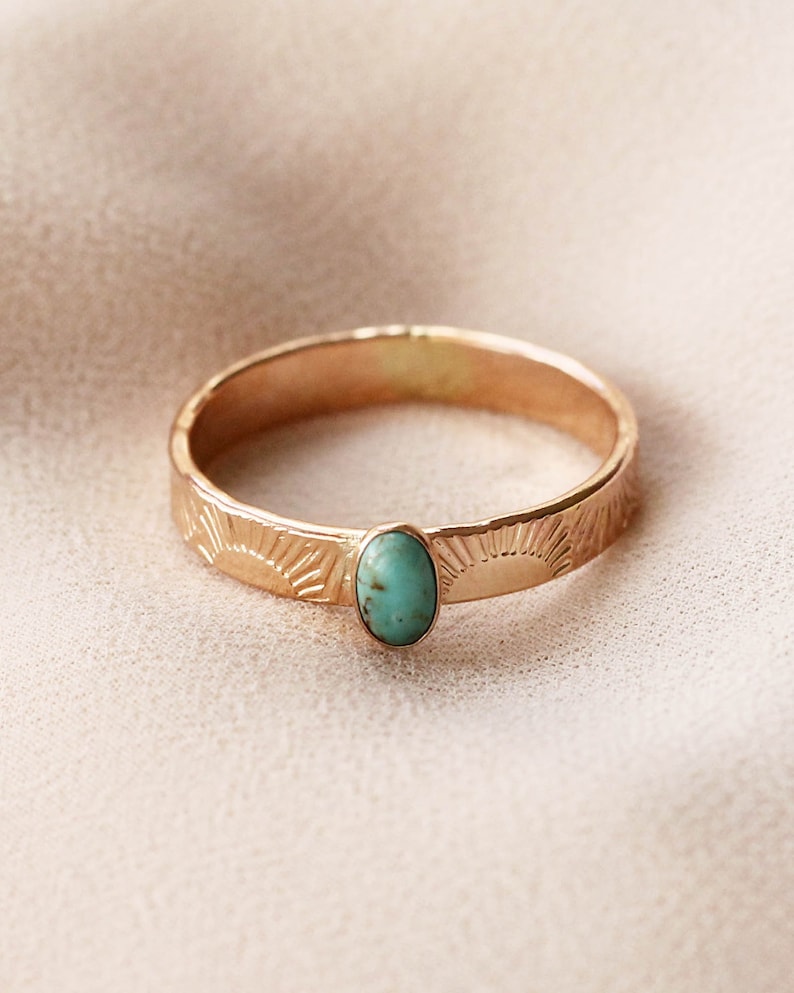 Sun Band Oval Turquoise Stone Gold Filled Ring R1376 image 2