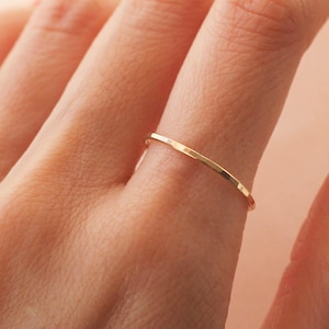 Thin 1mm Hammered Stacking Ring 14K Gold Filled or Sterling Silver R1266