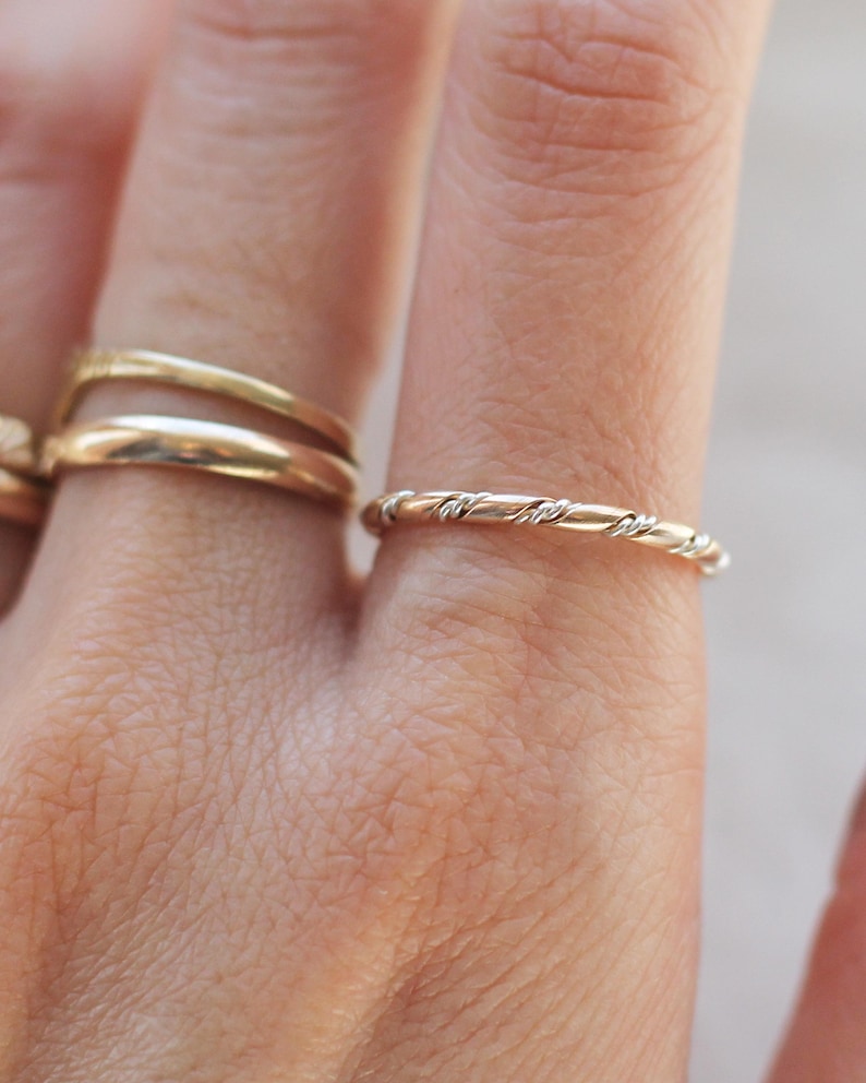 Two Tone Rings Pinterest Twisted Two Tone Ring, Braided Band, Mixed Metal Ring, Gift for Her - Etsy