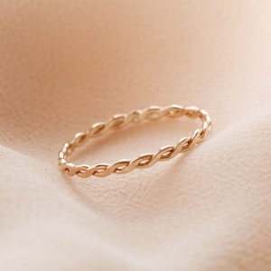 Twist Ring, Braid Ring, Thin Dainty Braid Ring, 12K Gold Filled - R1097