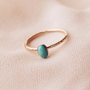 Natural Turquoise Oval Cabochon Ring, Turquoise Ring, 14K Gold Filled Ring R1357 image 1