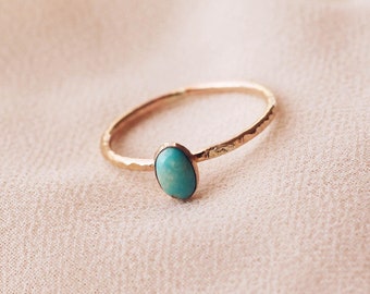 Natural Turquoise Oval Cabochon Ring, Turquoise Ring, 14K Gold Filled Ring R1357