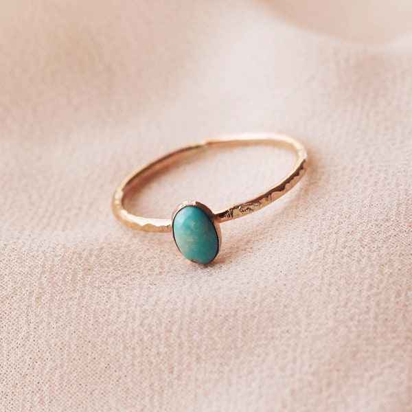 Natural Turquoise Oval Cabochon Ring, Turquoise Ring, 14K Gold Filled Ring R1357