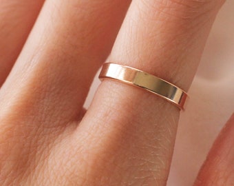 Flat Classic Everyday Simple Gold Ring 3mm 14K Gold Filled R1214