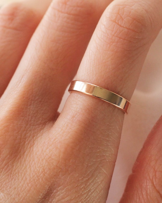 Anillo de oro simple plano clasico para todos los dias 3 mm 14K relleno de oro R1214 Etsy Espana