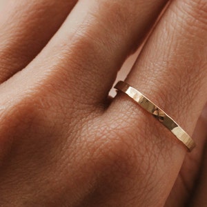 2mm Flat Hammered Ring Band Stacking Ring 12K Gold Filled R1305