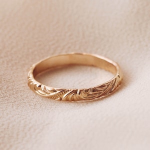 Motif Swirl Pattern Half Round Gold Filled Ring R1363 image 2