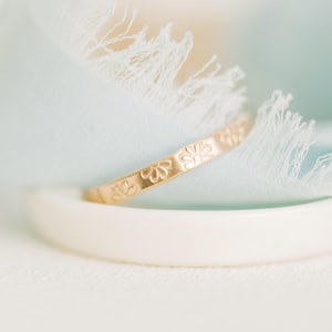 Hand Stamped Daisy Flower Ring: 14K Gold Filled, Sterling Silver Band