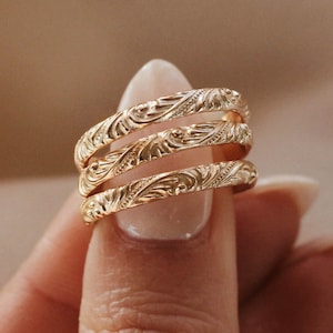 Motif Swirl Pattern Half Round Gold Filled Ring R1363 image 1