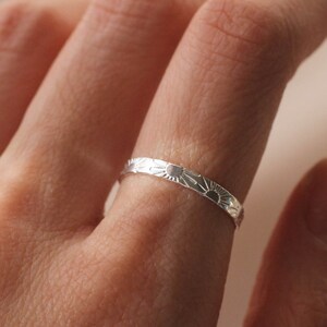 Sterling Silver Sun Stamped Ring Flat Band R1251 image 4