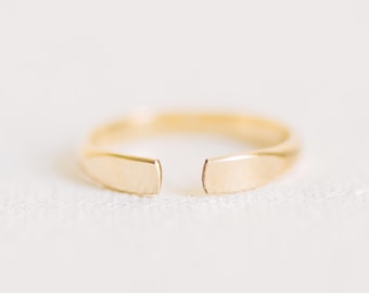 Open Cuff Ring Adjustable Stacking Band 12K Gold Filled R1368