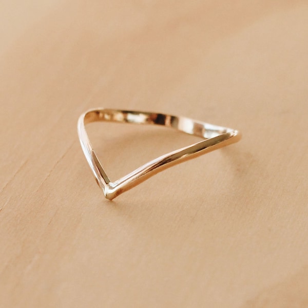 Chevron Thin V Ring Gold Filled Stacking Ring Sterling Silver R1254