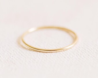 1 mm Zierlicher Gold Stapelring 14K Massiv Gold R1080