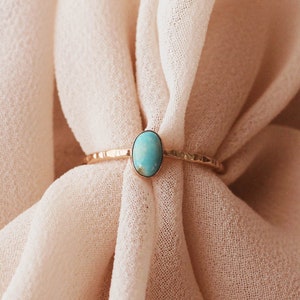 Natural Turquoise Oval Cabochon Ring, Turquoise Ring, 14K Gold Filled Ring R1357 image 2