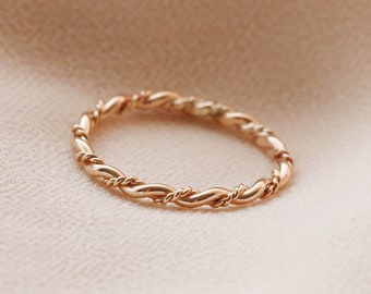 Twist Rope Braid Dainty Stack Ring 12K Gold Filled R1173