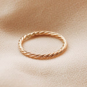 Thick Twist Rope Ring Stacking Ring 12K Gold Filled R1357 image 1