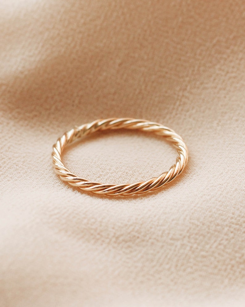 Thick Twist Rope Ring Stacking Ring 12K Gold Filled R1357 image 1