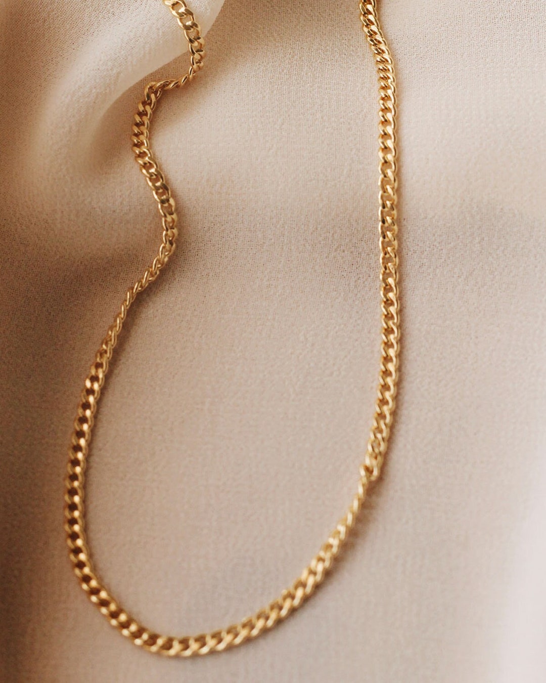 Thick Wide Curb Chain Necklace 14K Gold Filled N1205 Etsy