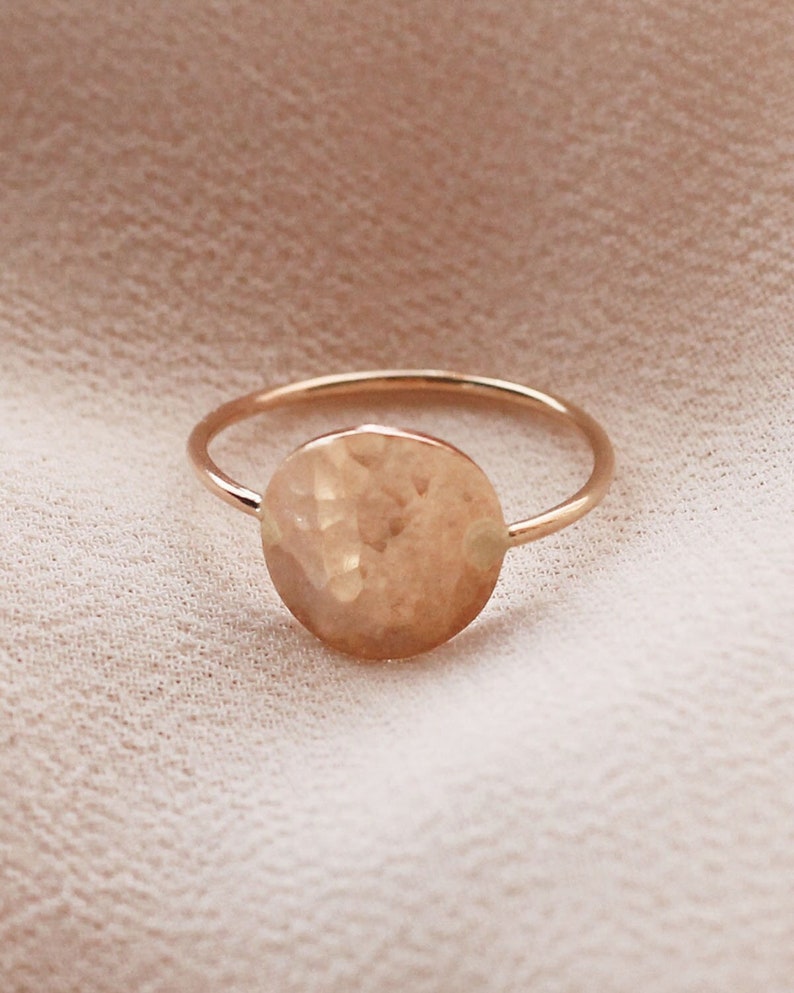 Disc Circle Hammered Ring 14K Gold Filled R1292 image 4