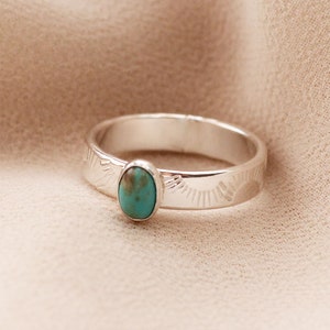 Sun Band Oval Turquoise Stone Gold Filled Sterling Silver Ring R1376 image 6