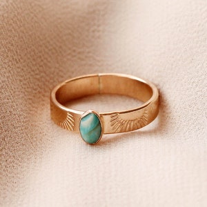 Sun Band Oval Turquoise Stone Gold Filled Ring R1376 image 3