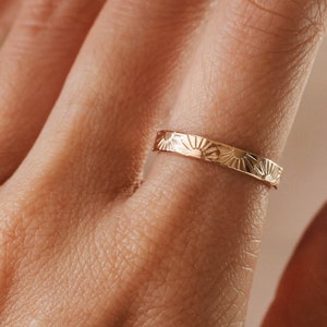 Sun Sunrise Ring Thick 3mm Wide Band 14K Gold Filled, Sterling Silver R1250 image 5