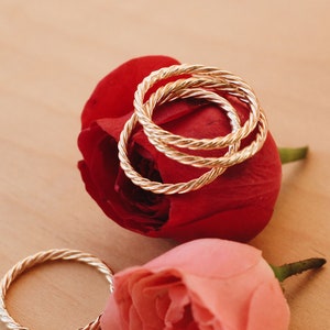 Thick Twist Rope Ring Stacking Ring 12K Gold Filled R1357 image 3