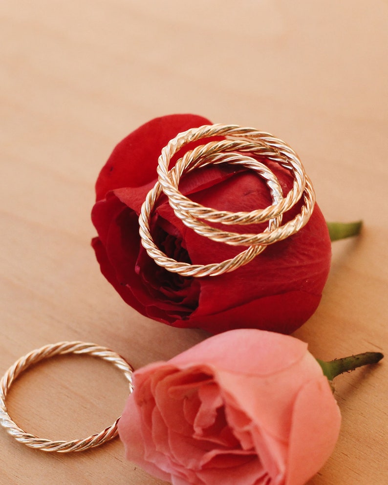 Thick Twist Rope Ring Stacking Ring 12K Gold Filled R1357 image 3