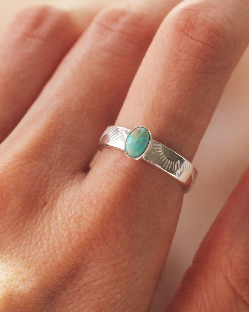 Sun Band Oval Turquoise Stone Gold Filled Sterling Silver Ring R1376 Sterling Silver