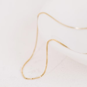 Thin Dainty Box Chain Necklace 14K Gold Filled N1201
