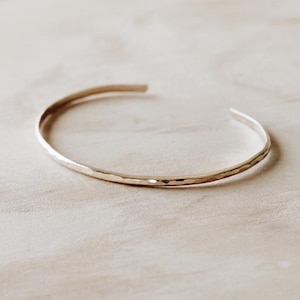 Hammered Adjustable Bracelet Half Round Cuff B1005