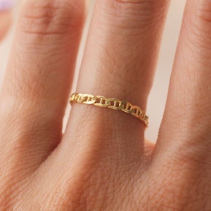 Mariner Chain Ring 14K Solid Yellow Gold - Size 5.75