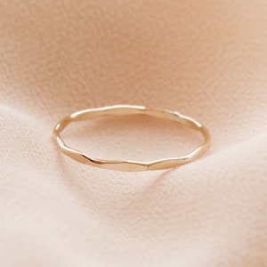 Hammered Facet Thin 12K Gold Filled Sterling Silver Ring R1092