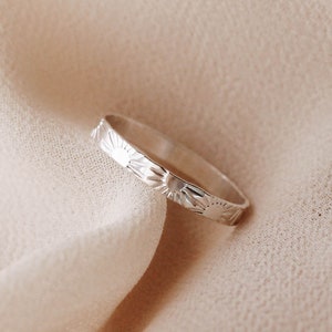 Sun Sunrise Sunshine Flat Ring Band Hand Stamped 12K Gold Filled R1275 Sterling Silver