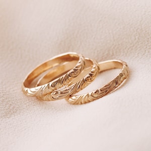 Motif Swirl Pattern Half Round Gold Filled Ring R1363 image 3