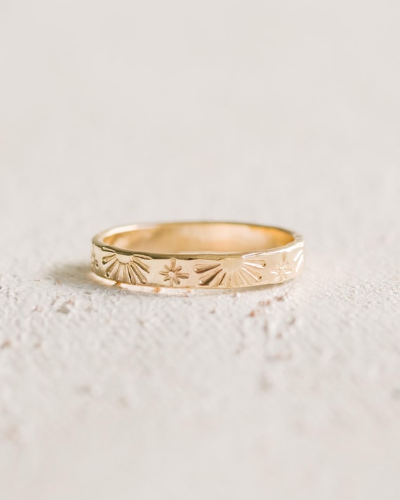 Sun Star Ring Celestial Ring Band 14K Gold Filled R1282