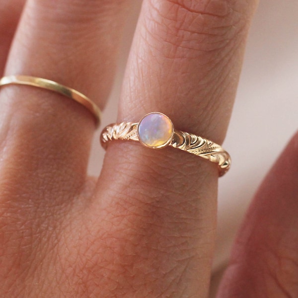 Stone Pattern Ring Ruby Ring Moonstone Ring Vintage Inspired 14K Gold Filled R1375