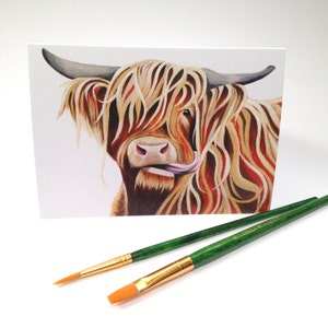 Highland Cow Moo acrylic painting Giclee print of 'Jen Moo'. Made in Scotland by Scottish artist. Unique Christmas or birthday present image 5